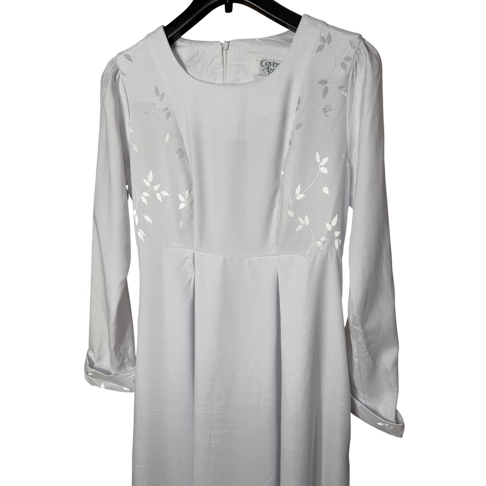 Covenant Apparel Womens White Embroidered Modest Maxi Dress Long Sleeve Size 6 View 2